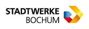 Stadtwerke Logo in den Farben gelb orange und rot
