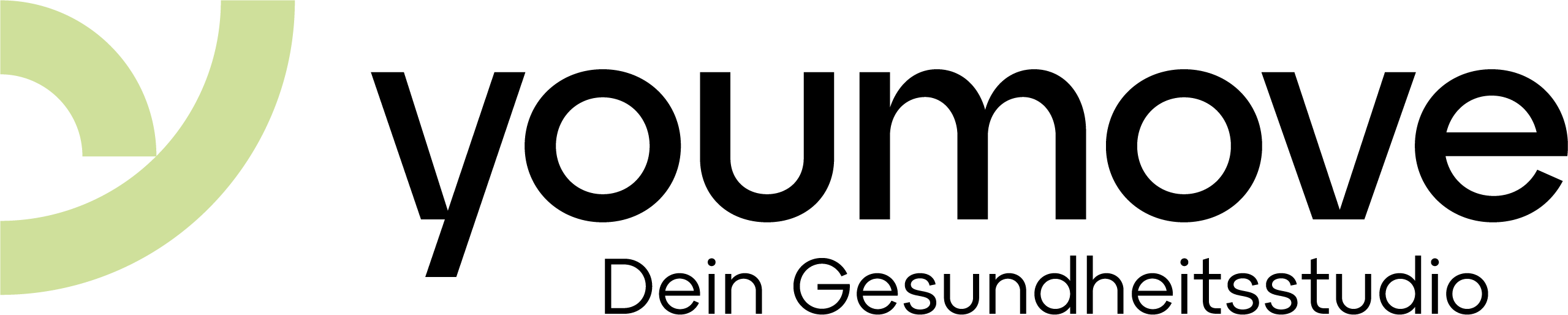 stilisiertes Zeichen in dynamischer geschwungener Form und Schriftzug youmove – Dein Gesundheitsstudio