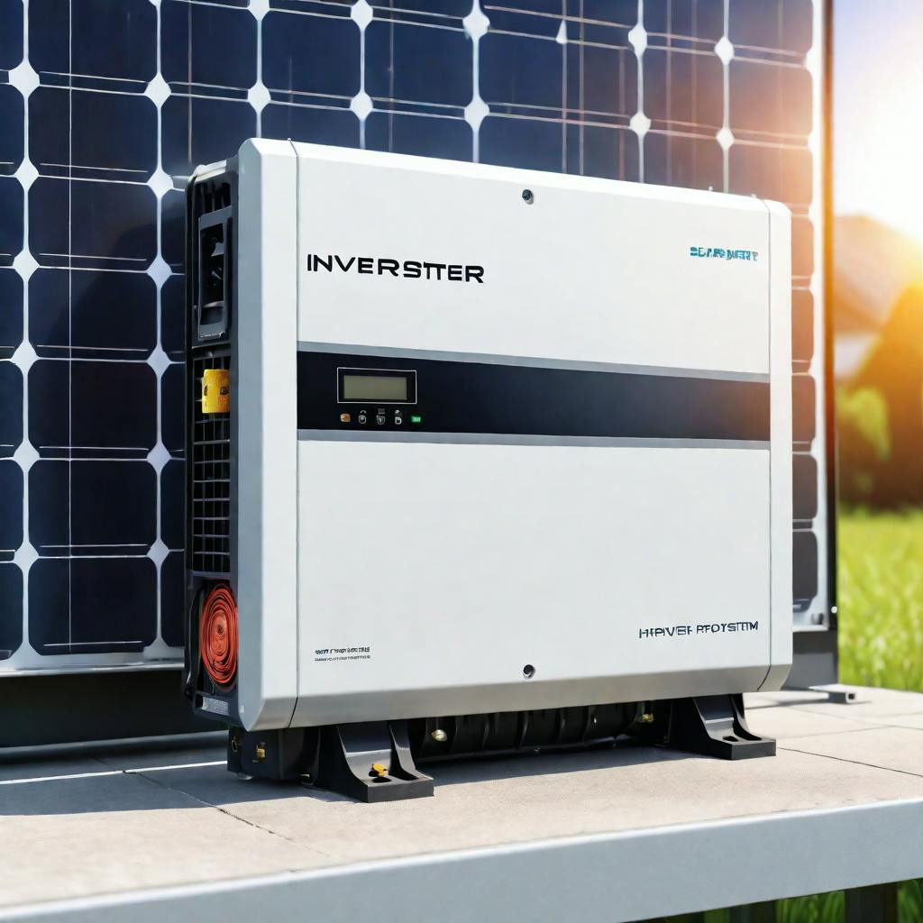 Wechselrichter vor Solarpanel bei Sonnenlicht