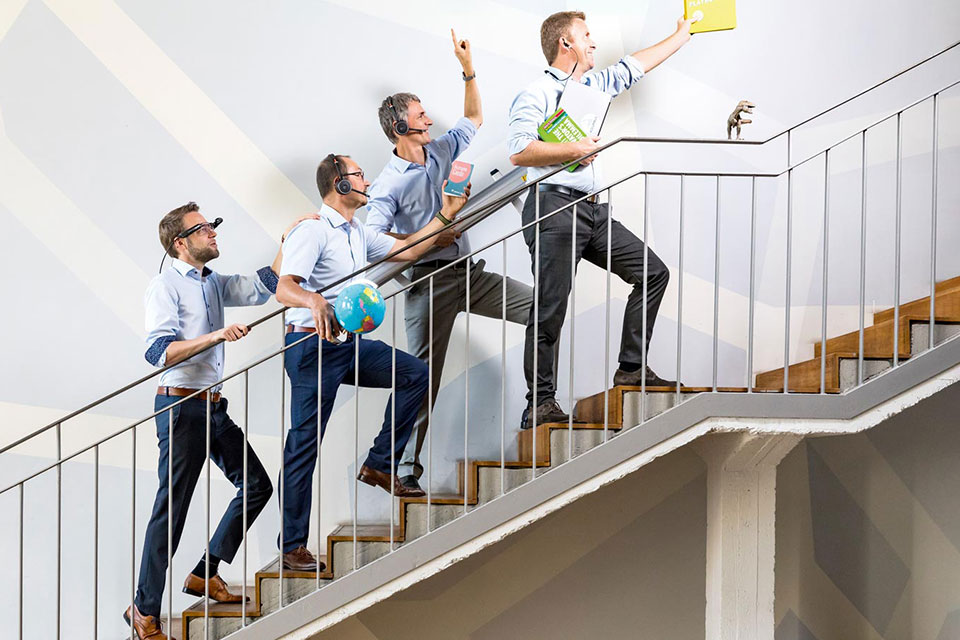 Hartmut Conrad mit seinen Kollegen vom Kolumbus-Team.