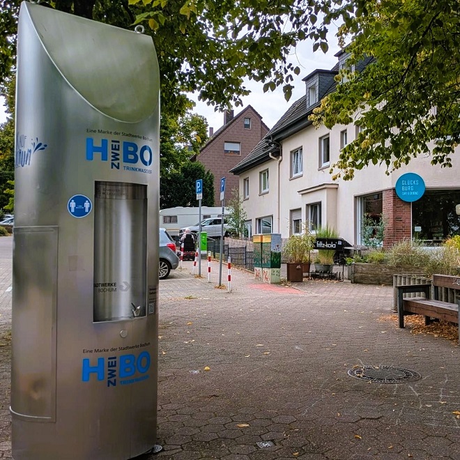 Mobiler Trinkwasserbrunnen der Stadtwerke Bochum im Kirchviertel