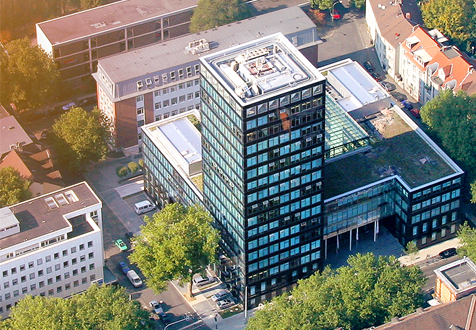 Luftbild des Verwaltungsgebäudes der Stadtwerke Bochum