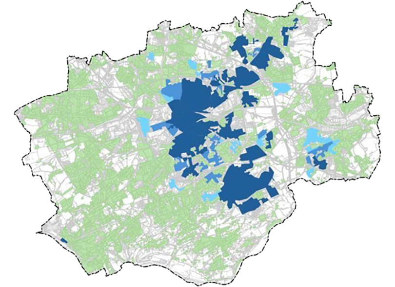 Karte der Wärmeplanung der Stadtwerke Bochum mit Bauarbeiten