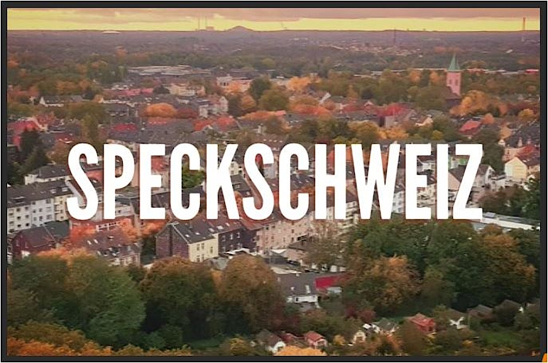 Blick auf Bochum mit großem Schriftzug Speckschweiz
