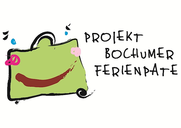 Logo des Projekts Bochumer Ferienpate mit grüner Figur und Schrift