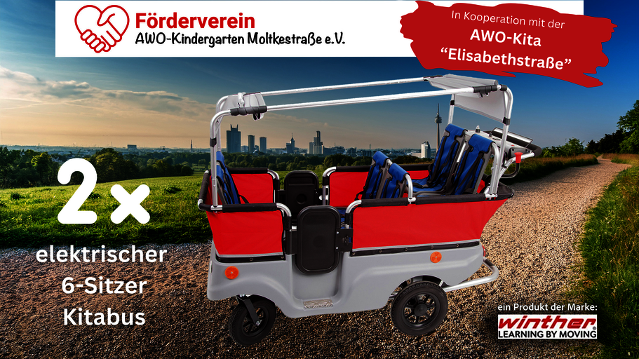Elektrischer 6-Sitzer Kitabus vor Bochumer Skyline
