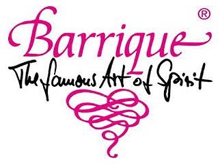 Logo „Barrique“ in Pink mit schwarzem Schriftzug „The famous Art of Spirit“.