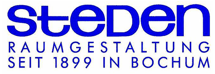 Logo von Steden Raumgestaltung, seit 1899 in Bochum, in blauer Schrift gestaltet.