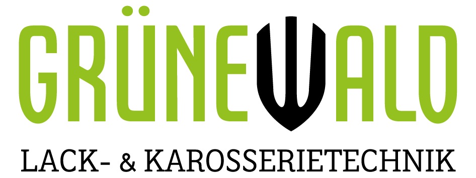 Logo von Grünewald Lack- & Karosserietechnik in grüner und schwarzer Schrift.