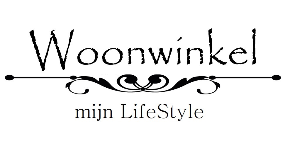 Logo von Woonwinkel mit dekorativen Elementen und dem Slogan "mijn LifeStyle".