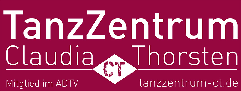 Logo des TanzZentrums Claudia Thorsten mit Webadresse und Hinweis auf ADTV-Mitgliedschaft.
