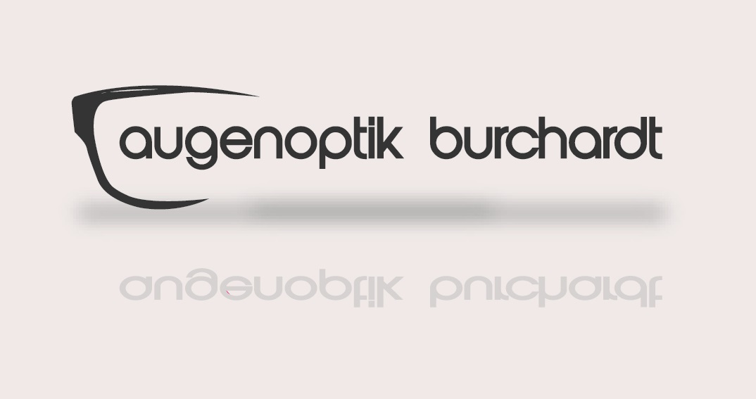 Logo von "augenoptik burchardt" mit Brillengestell-Design und gespiegeltem Schriftzug.