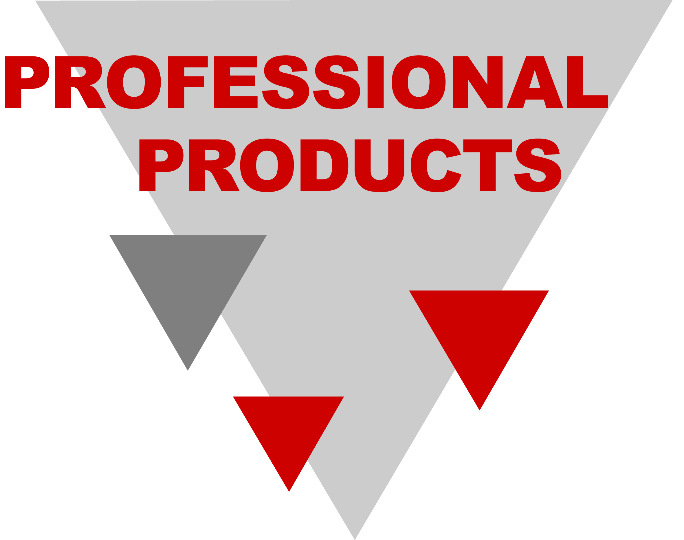 Logo mit rotem Schriftzug "Professional Products" und drei Dreiecken auf grauem Hintergrund.
