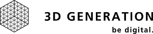 Logo von 3D Generation mit geometrischem Würfel und Slogan "be digital".