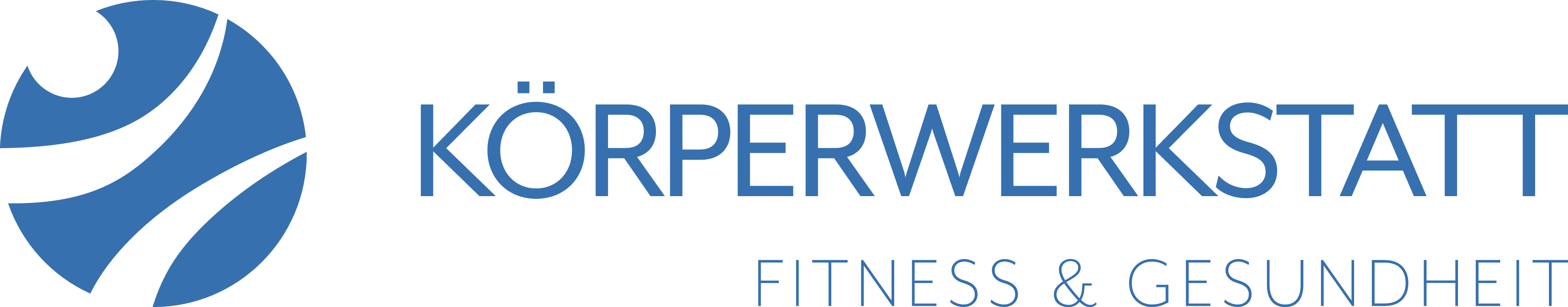 Logo der Körperwerkstatt mit blauem Symbol und Schriftzug "Fitness & Gesundheit".