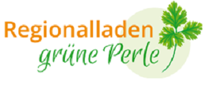 Logo „Regionalladen grüne Perle“ mit vierblättrigem Kleeblatt.