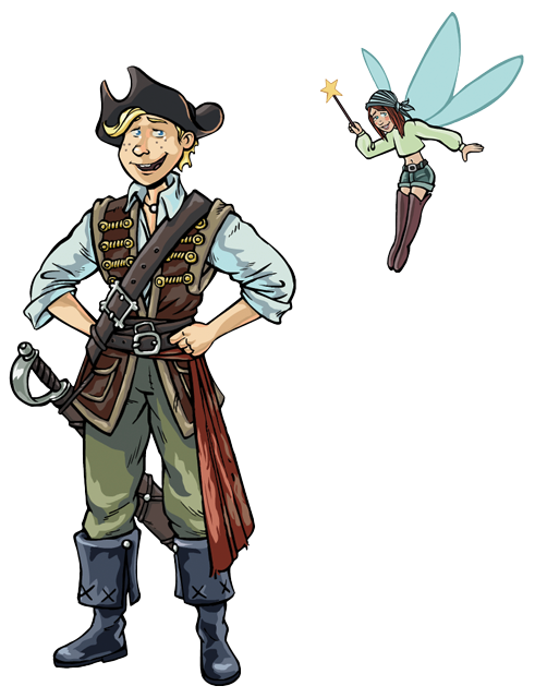 Illustration Pirat und kleine Fee